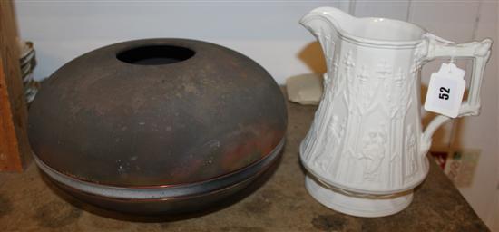 Art pottery bowl & bisque jug